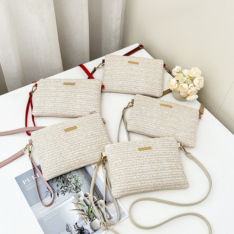 Cross-Border Straw-Woven Women's Bags 2025 Ladies Bags Simple Small Square Bag Trendy Crossbody Clutch Bag One-Piece Wholesale Cross-Border Straw-Woven Women's Bags 2025 Ladies Bags Simple Small Square Bag Trendy Crossbody Clutch Bag One-Piece Wholesale