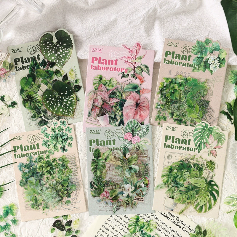 Набор наклеек Plant Laboratory — 20 декоративных растительных стикеров для детей и планеров, 16×9,4 см
