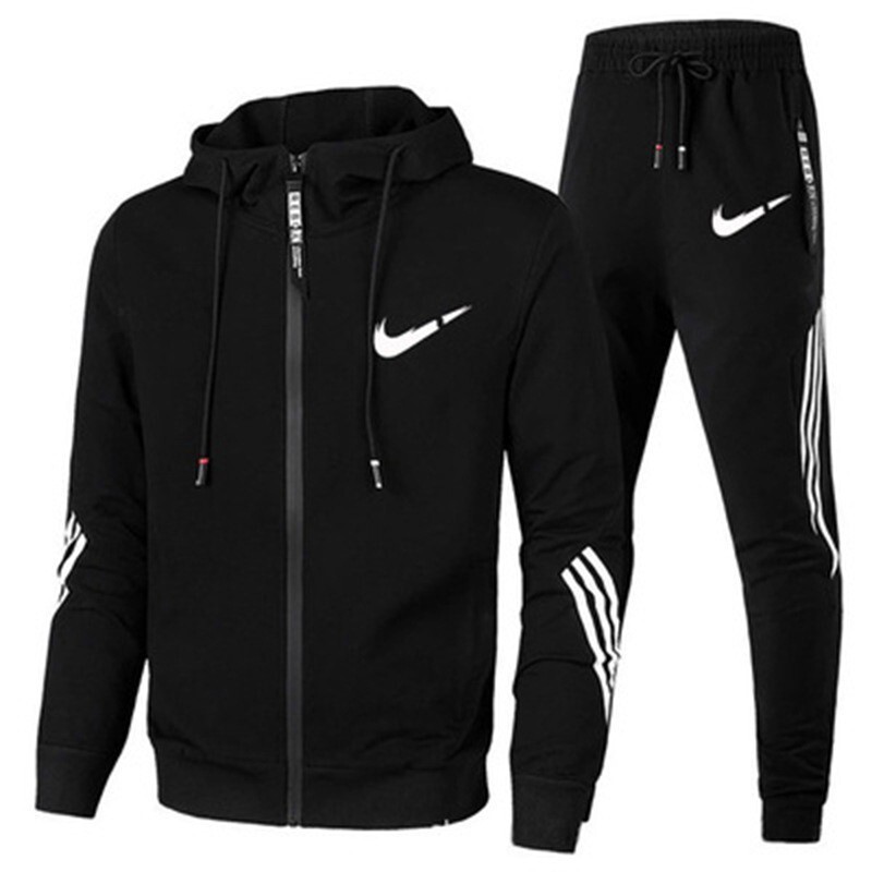 New Spring and Autumn Casual Versatile Men's Sports Sweatshirt Set Zipper Hoodie Printed Breathable Jogging Suit for Men