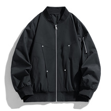 潮流韩版2024秋季新款简约都市通勤休闲外套男士设计感棒球领夹克