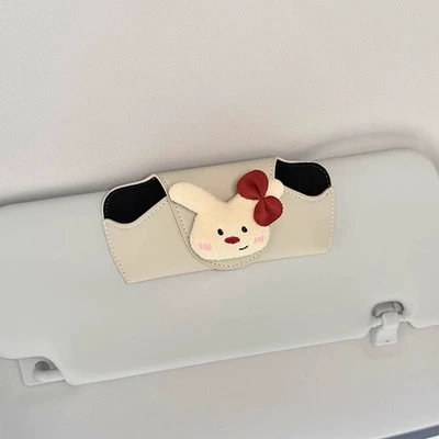 2025 New Car Glasses Multimediya və saxlama aksesuarları - bow-tie-rabbit-beige-glasses-case