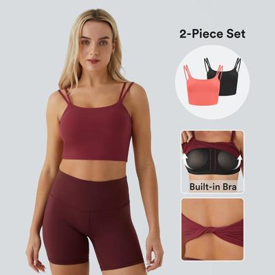 2025新款跨境代发两件套双肩背带扭腰瑜伽背心跨境代发|ms