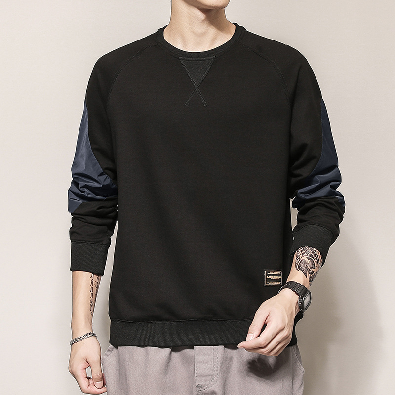 Suéter de cuello redondo de moda moda masculina de manga larga suelta impresión casual LOGO