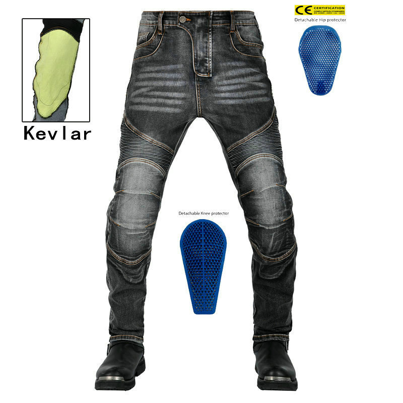 VOLERO Motorcycle Denim Retro Casual Drop-Resistant Stretch Riding Pants Kevlar Tear-Resistant Long Silicone