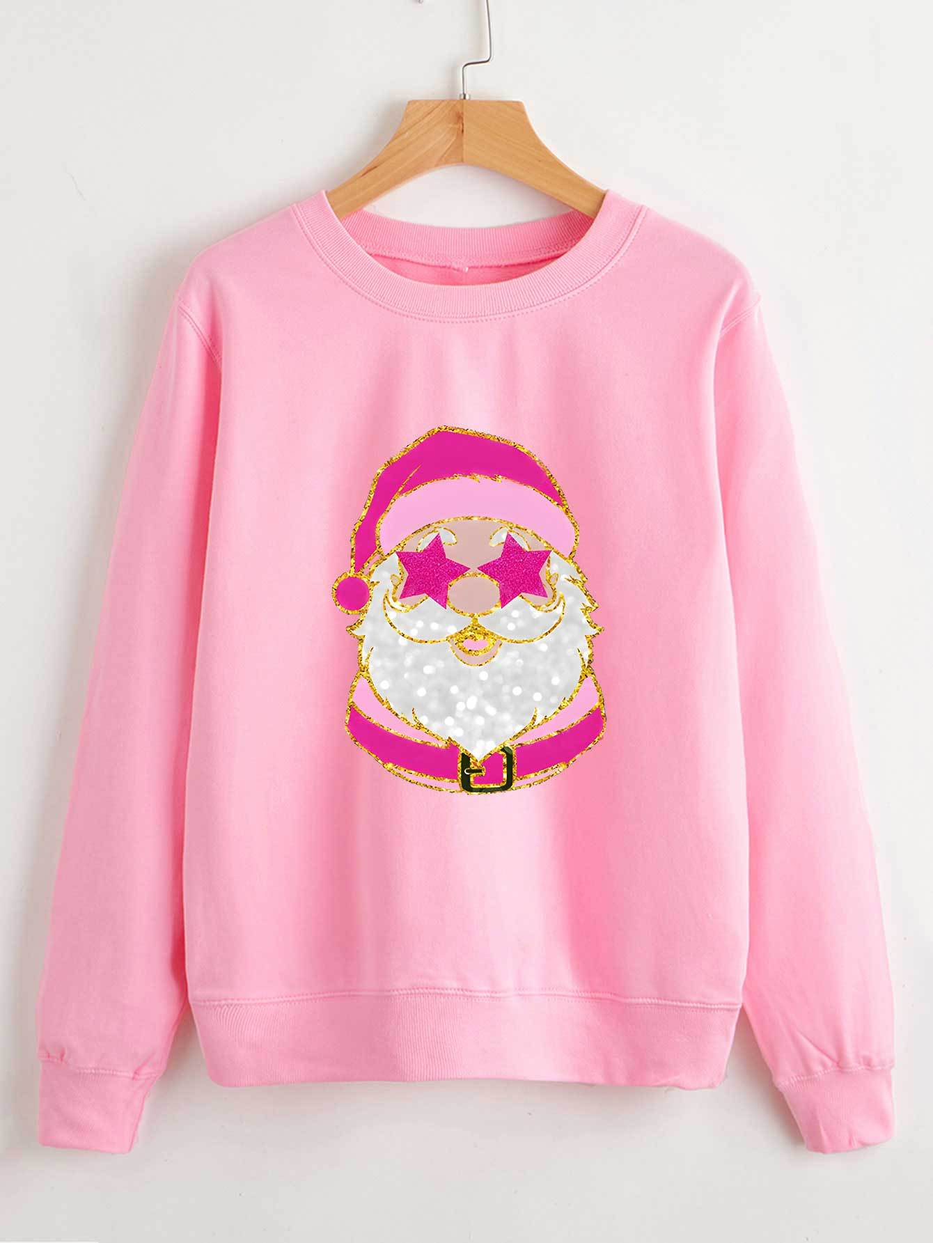 Santa Claus ojos estrella Navidad mujeres Comercio exterior suéter de cuello redondo Amazon EB manga larga dibujos animados image 3