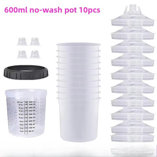 Pneumatic Spray Gun 10Pcs No-Wash Pot Set Disposable Paint Mixing Spray Gun Cup Suitable for 300/600/800ml