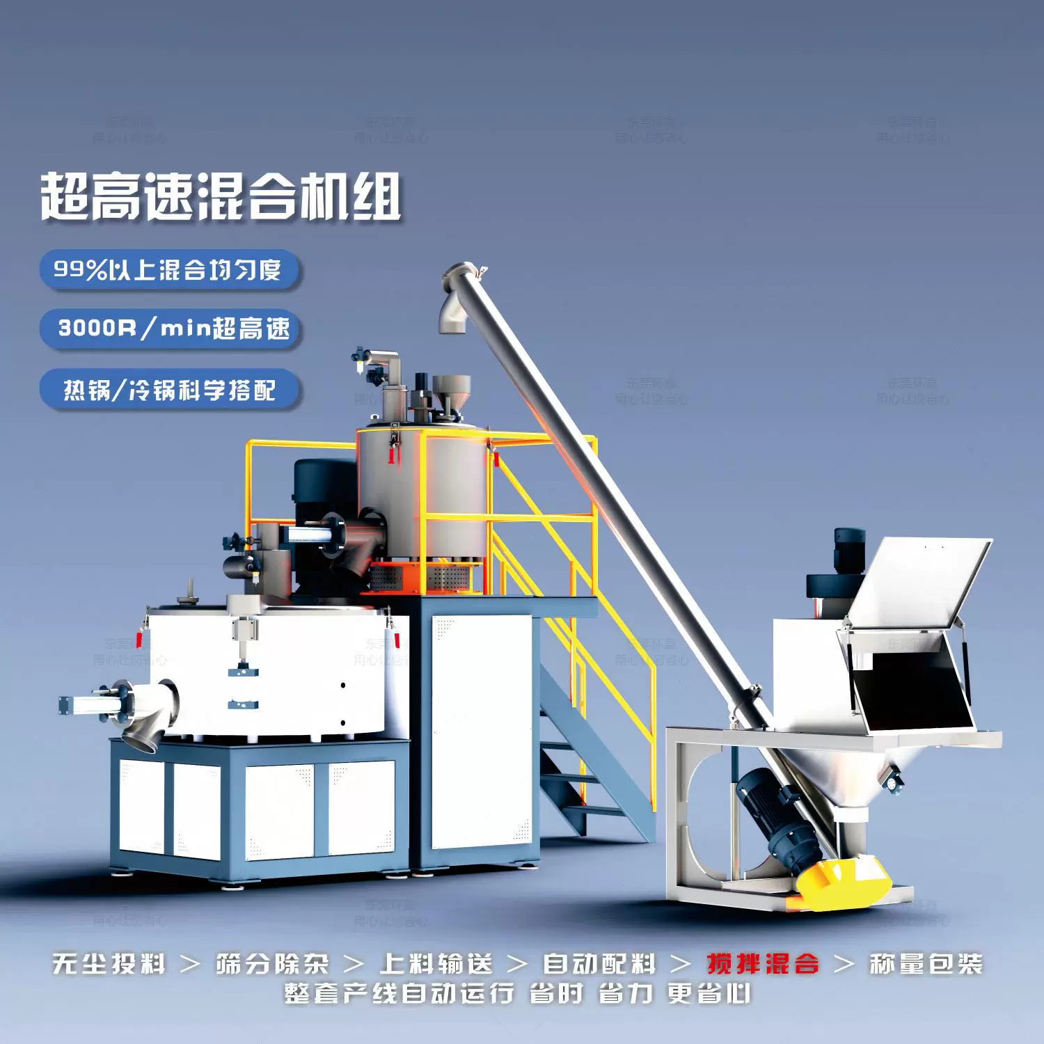 Безпыльный бесшумный высокоскоростной миксер с преобразованием частоты пищевого пластика нагревательный миксер порошок гранулы порошок смеситель