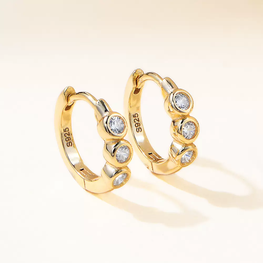 欧美跨境镶钻C形耳环耳扣s925银时尚通勤款简约银耳饰 高级感批发
