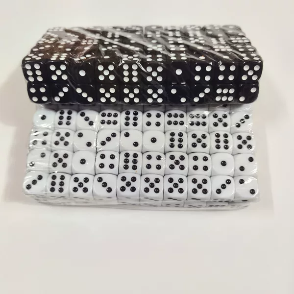 Factory wholesale 16mm rounded square corner white background black dot black background white dot dice acrylic dot sieve