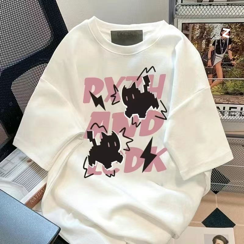 男女学生向けの新しい夏の純白の半袖Tシャツ、ルーズトップス、1枚から送料無料|undefined