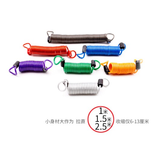 Spring rope manufacturer combination lock PU rubber coated steel wire spring rope luggage handle reminder rope key chain anti-theft rope