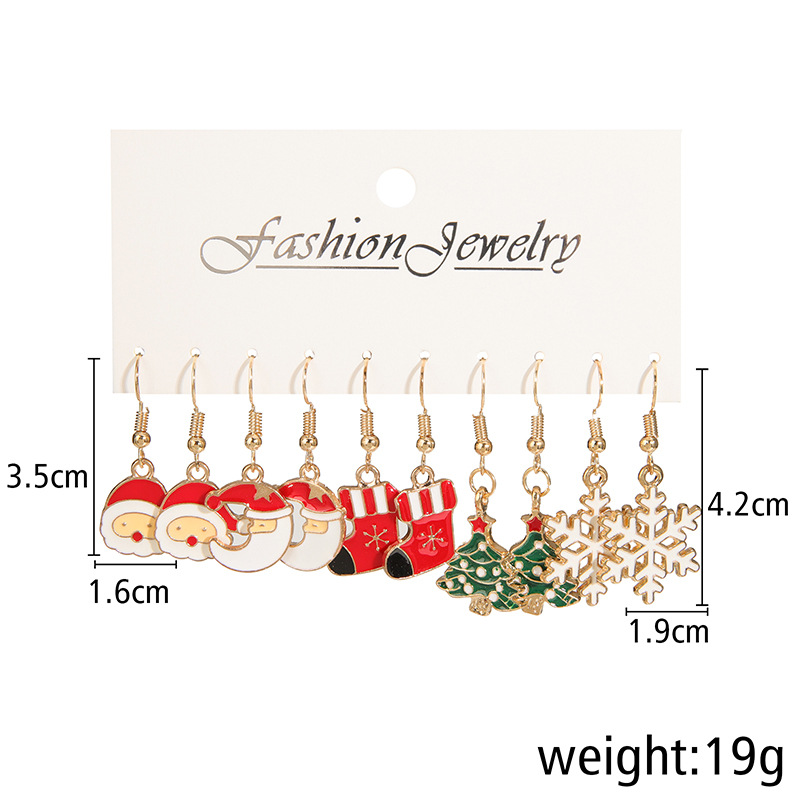 Fashion Christmas Tree Santa Claus Christmas Socks Alloy Enamel Womenu0027S Drop Earrings 1 Set
