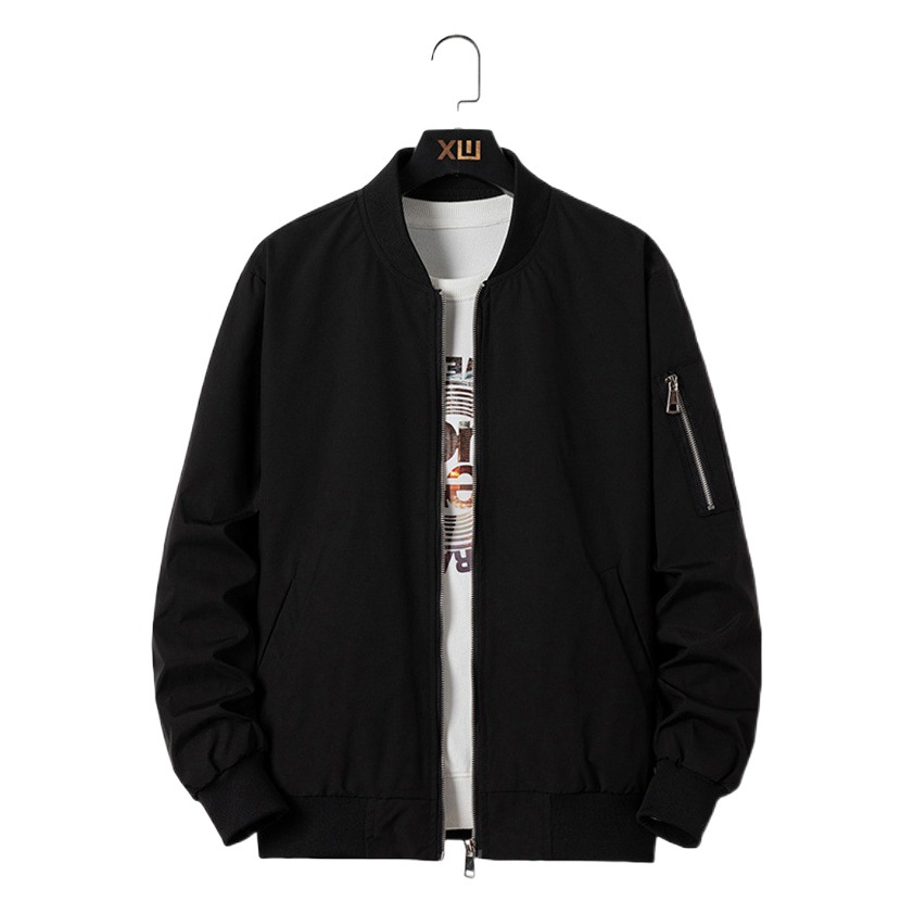 Medium and Short Trendy Brand Flight Jacket Custom Printed Logo Waterproof Baseball Uniform Pure Color Stand Collar Windbreaker Work Clothes for Men