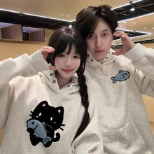 纯棉情侣装秋冬卫衣2025新款冬装高级感小众超火特别oversize外套