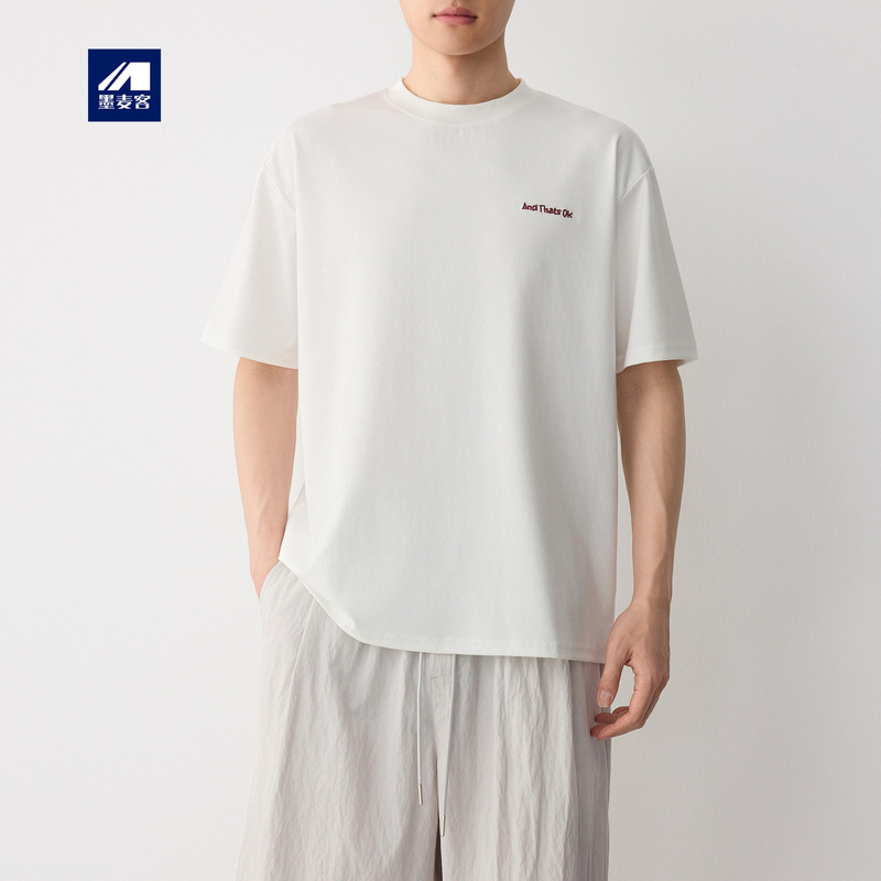 Momaik Street Casual Letter Embroidery Short-Sleeved Men's 2026 Summer New Style 200g Round Neck Men's T-Shirt 75943 Momaik Street Casual Letter Embroidery Short-Sleeved Men's 2026 Summer New Style 200g Round Neck Men's T-Shirt 75943