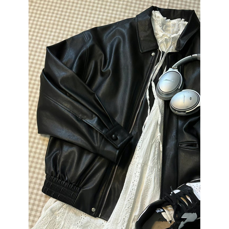 棕色皮衣外套女2025春秋新款小个子港风复古机车皮夹克美拉德穿搭|undefined