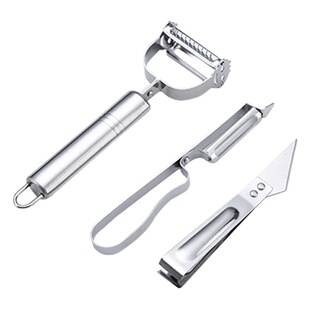 Stainless steel peeling knife three-piece multi-function scraping potato grater pliers hair clip running Jianghu kitchen good things recommended