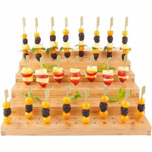 Wooden Cake Socket Rack Lollipop Candied Haws Display Rack Trapezoidal Display Rack Bamboo Wood