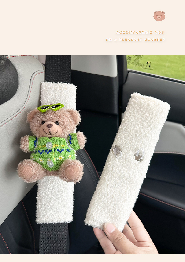 Car Seat Belt Shoulder Protector with Holes DIY Removable Doll Decoration Kidsren's Car Seat Belt Protective Cover