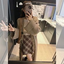 美拉德流苏毛衣外套开衫长款秋冬新款韩版宽松慵懒风加厚针织衫潮