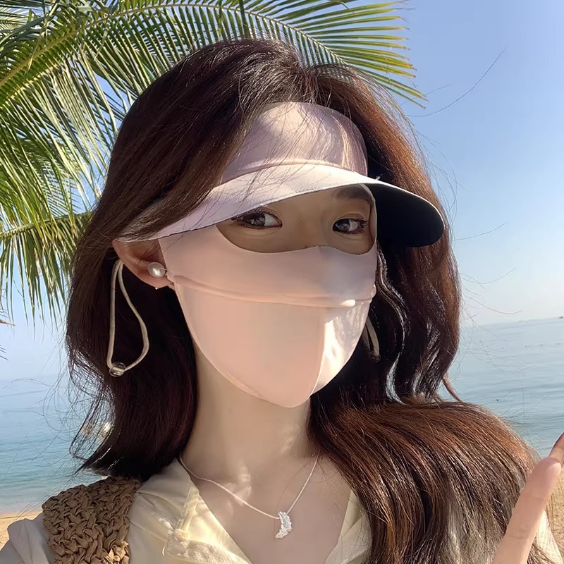 여성 여름 자외선 차단 마스크 와이드챙 얼굴 햇빛가리개