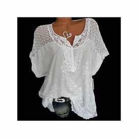 J 42830 Lace V-neck embroidered top 花边 V领绣花蝙蝠衫