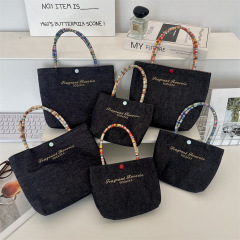 57103 夏かわいい刺繍文字ミニランチバッグハンドバッグポータブル雑貨メイクアップお出かけハンドバッグ