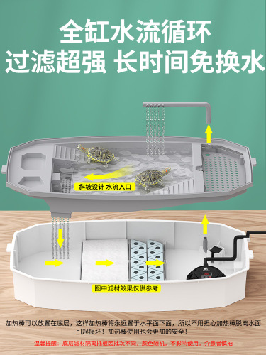 Turtle tank with terrace and landscaping villa home breeding box snapping turtle Brazilian turtle special ecological tank turtle box house