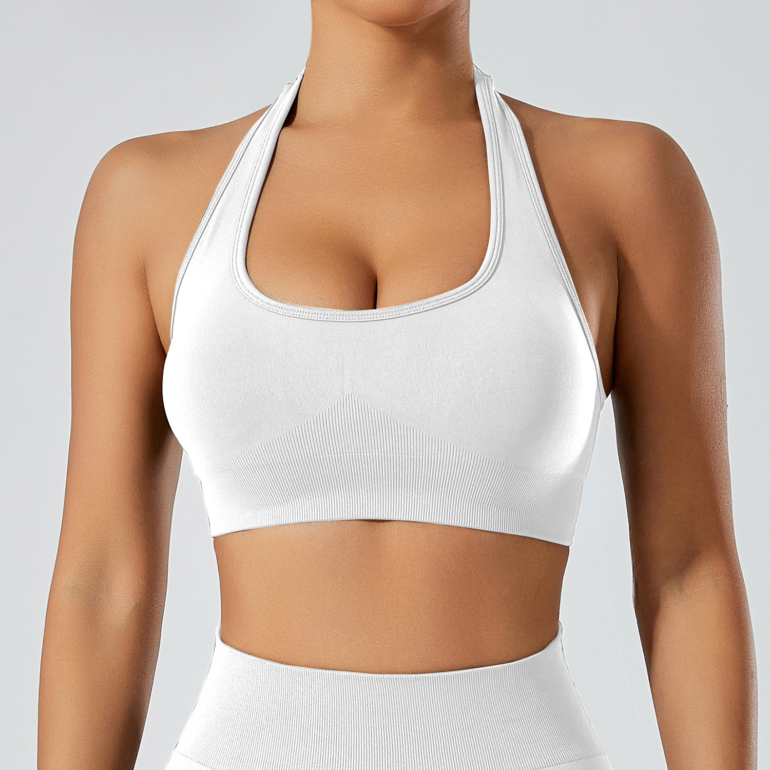 En stock verano belleza espalda u cuello Halter sujetador desgaste exterior a prueba de golpes correr entrenamiento ropa deportiva ropa interior yoga ropa chaleco