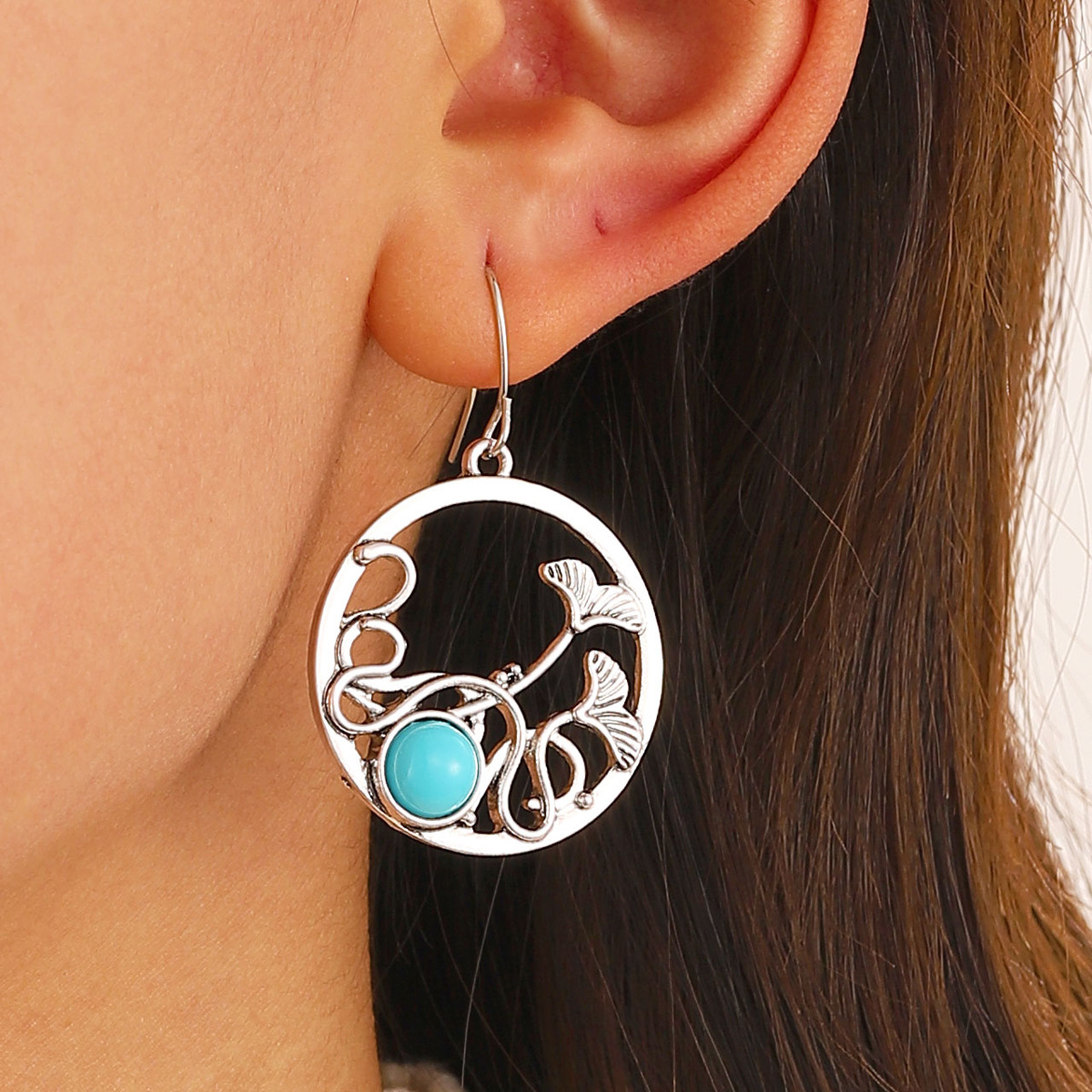 turquoise retro ethnic earrings drop-shaped