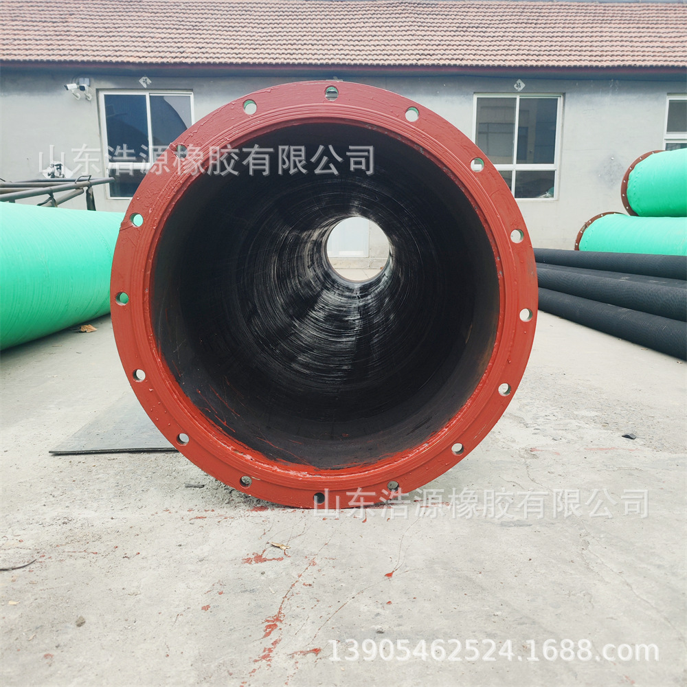 法兰耐磨胶管 大口径橡胶钢丝软管耐酸碱抗静电阻燃输水排泥浆