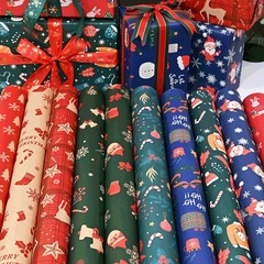 クラフト紙包装紙サンタクロースクリスマスソックスヘラジカ柄アップルブーケフラワーギフトギフト包装紙
