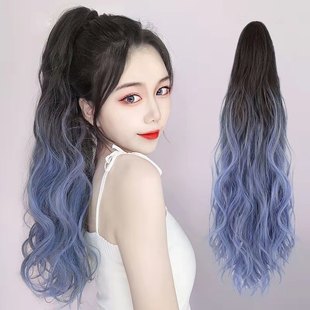 Grab clip ponytail wig gradient water ripple shark clip high ponytail Net Red natural simulation fake braid spot wholesale