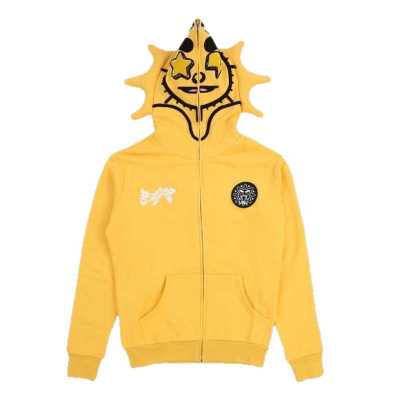 Sweat à capuche imprimé requin squelette – Sweat-shirt unisexe zippé streetwear (Coupe oversize, S-5XL, style gothique et Y2K)_voghion.com