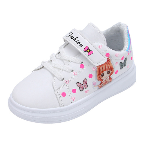 Children's white canvas shoes for girls aged 3-12, student flat casual sports shoes, low-top spring Korean style board shoes