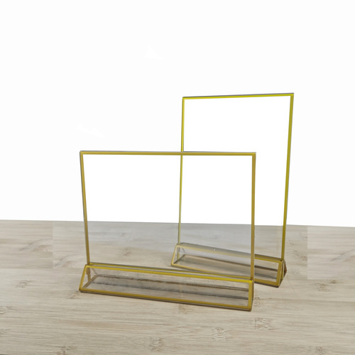Wholesale New Acrylic A5A6 Gold Edge Table Card Combination Desk Nameplate with Double-Sided Transparent A4 Advertising Display Sign