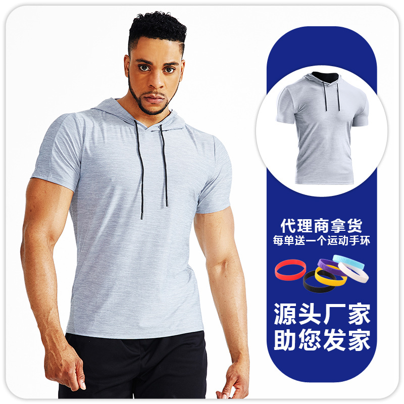 Marca de moda de verano con capucha de manga corta Camiseta suéter de los hombres más el tamaño de moda suelta deportes con capucha media manga Sudadera con capucha