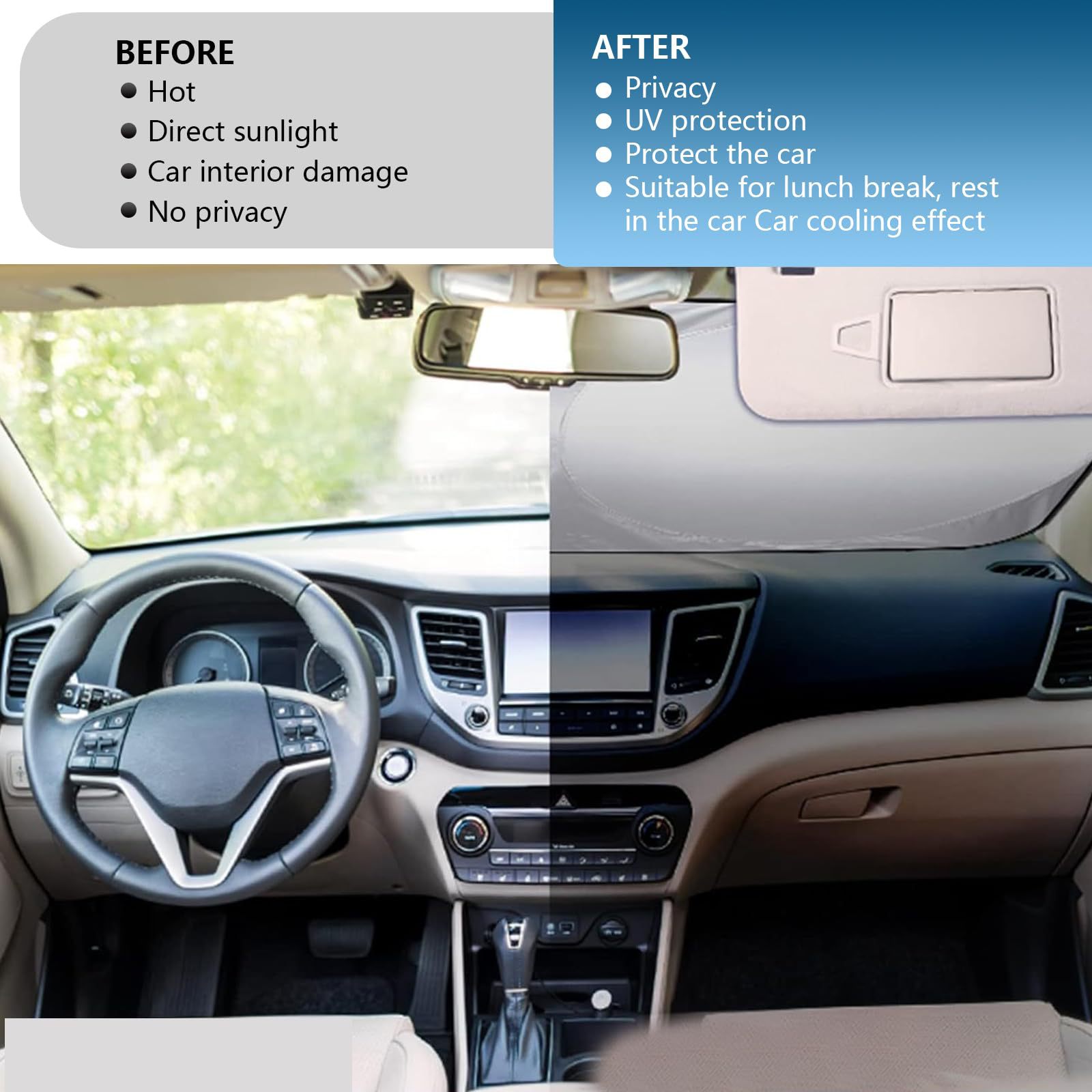 Universal Suction Cup Type Front and Rear Side Windshield Sunshade and Heat Insulation Silver-Coated Set for All-Season Car Sun Protection