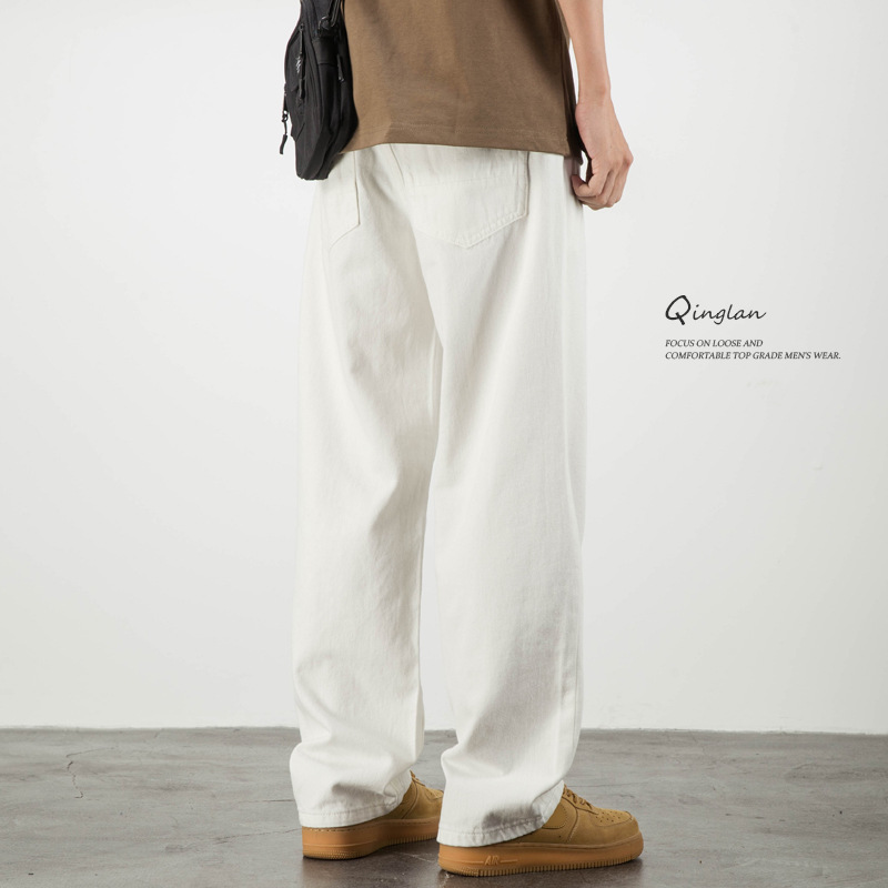 White Jeans Men's Loose Straight Wide Leg plus size Dose Trendy Casual All-match Spring and Autumn Pants 2025 New Arrival White Jeans Men's Loose Straight Wide Leg plus size Dose Trendy Casual All-match Spring and Autumn Pants 2025 New Arrival