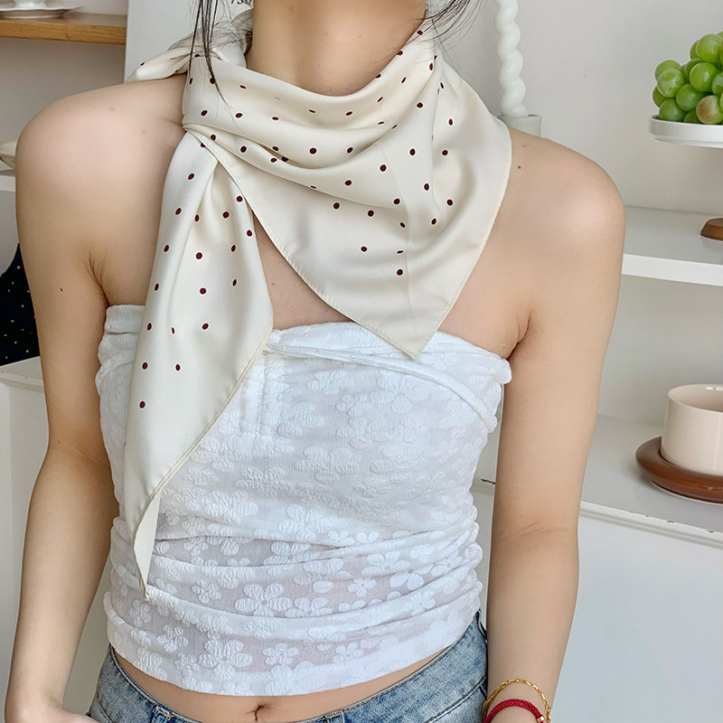 Bufandas de seda de punto de onda para mujeres de verano estampadas de alta calidad correa de cabello de correa multifuncional decoración de bufandas de moda para el pecho