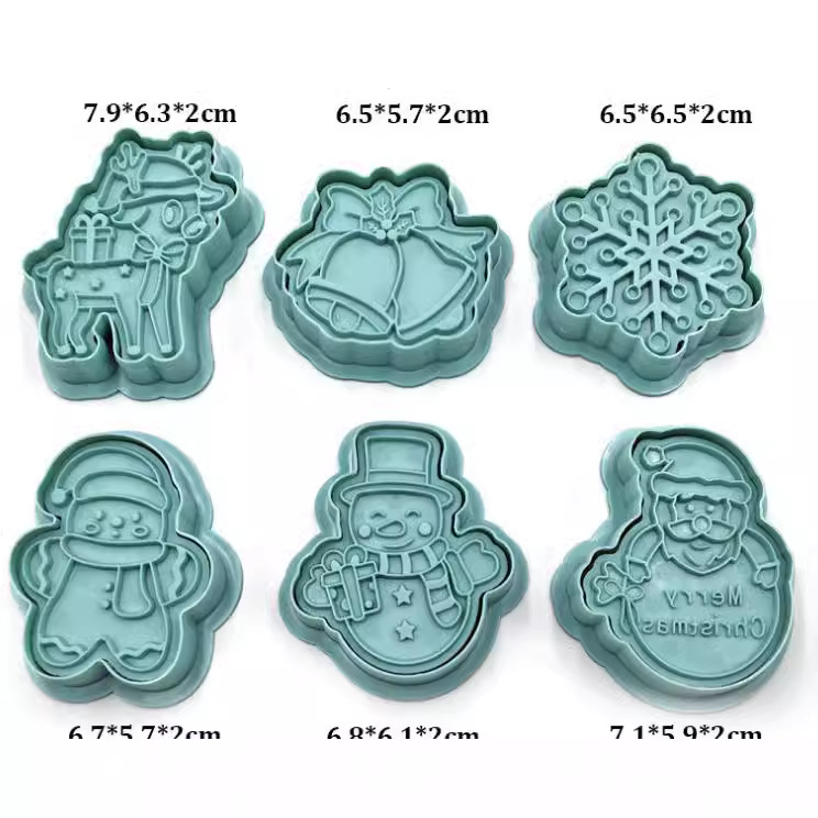 Molde de galletas de dibujos animados de Navidad para el hogar herramienta de horneado de bricolaje 3d juego de moldes de galletas de azúcar