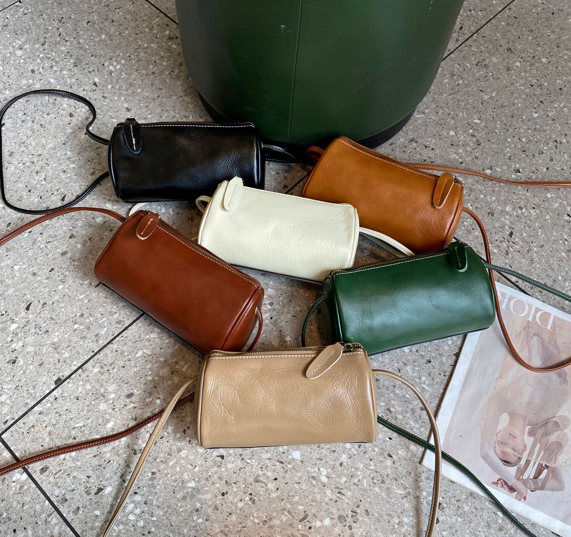 Modna i uniwersalna damska torebka typu crossbody, wykonana z garbowanej roślinnie skóry bydlęcej, nowa, modna, letnia, swobodna, na ramię, z wierzchnią warstwą_voghion.com