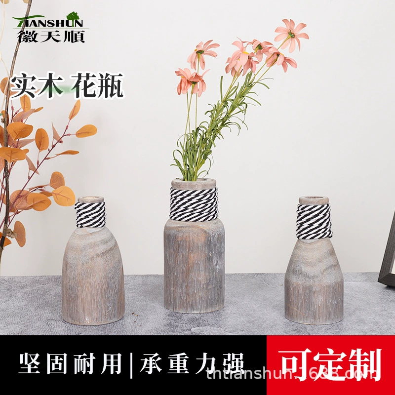 Фабрика оптовая продажа вазы украшения китайский стиль ретро минималистская деревянная ваза в семье столешница небольшая украшение
