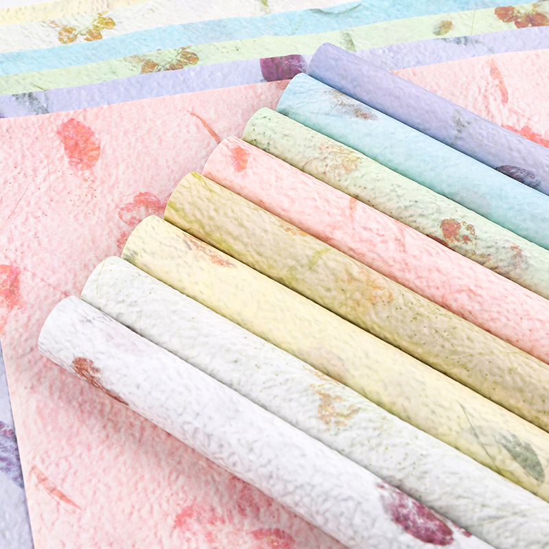 Relieve estereoscópio pétalos Dongba papel impermeable relieve papel kraft pliegue mano papel frotado artesanal DIY embalaje image 4