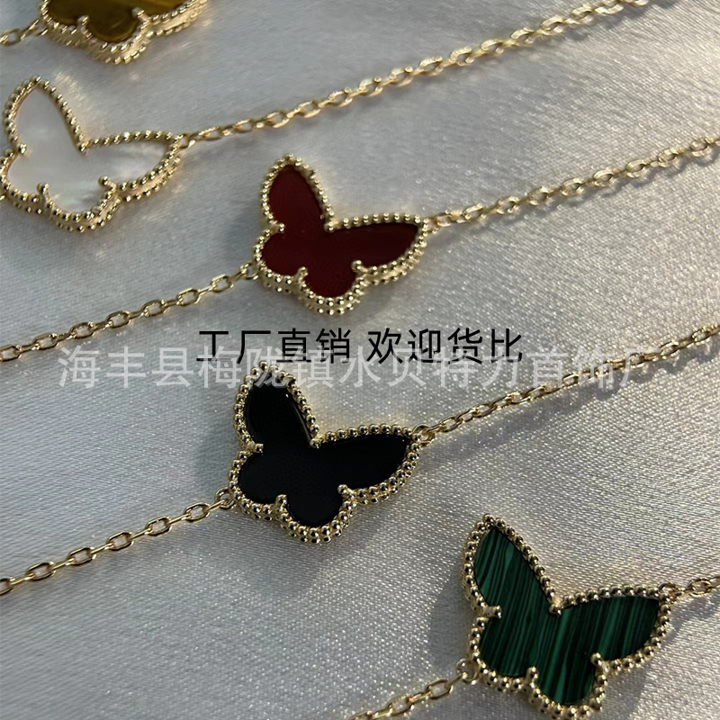 V gold craft large butterfly bracelet fritillary red agate needle light luxury niche female live e-commerce factory wholesale