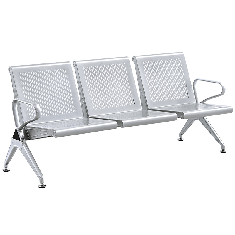 Bancas de parque de tres plazas hechas de acero laminado en frío, sillas antideslizantes, sillas de espera para clínicas médicas y asientos en fila para áreas de espera. image 7