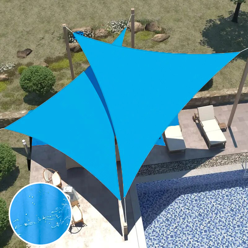 Cross-Border Outdoor Triangular Canopy, Outdoor Patio Sunshade Sail, 3m Silver-Coated Sunshade Awning, Landscape Rain Shelter, Rainproof
