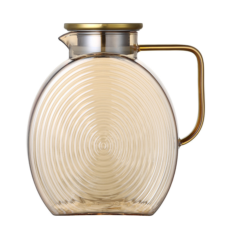 Kit de tetera de agua fría doméstica diaria tetera de vidrio resistente a altas temperaturas taza de agua fría tetera de té de agua helada de gran capacidad tetera de agua fría