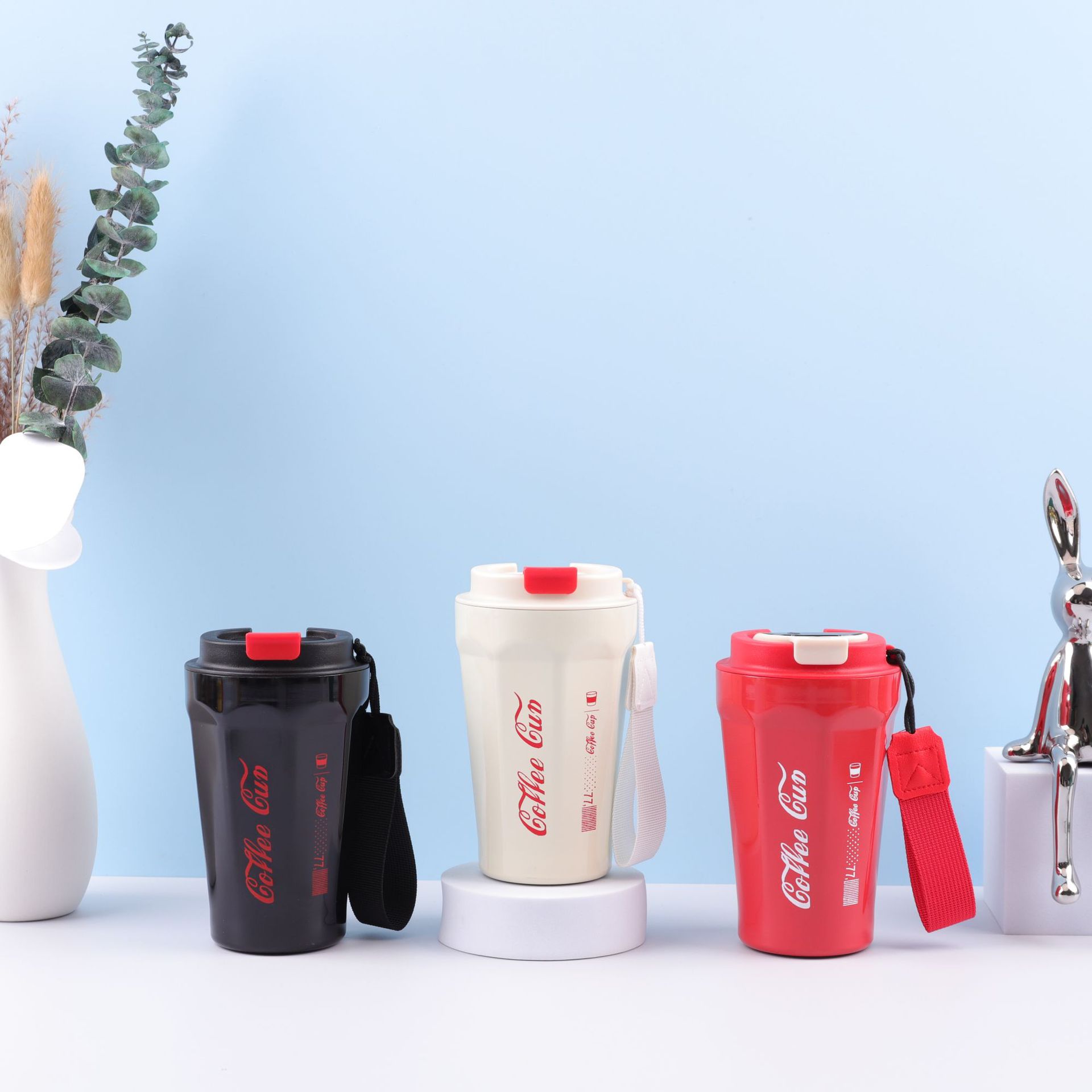 Hot sale nuevo 304 acero inoxidable octogonal diamante de cuerda taza de café taza de oficina caliente portátil doble taza de agua lotes