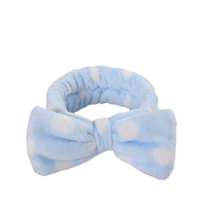 Europa y América Amazon lindo lunares de terciopelo coral arco banda de pelo femenino lavado de cara diadema maquillaje deportes accesorios para el cabello al por mayor